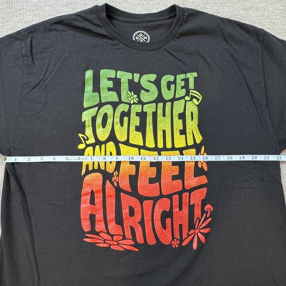 Lets Get Together & Feel Alright Graphic T-Shirt Black Reggae Lyric DOM Size XL - Picture 5 of 8